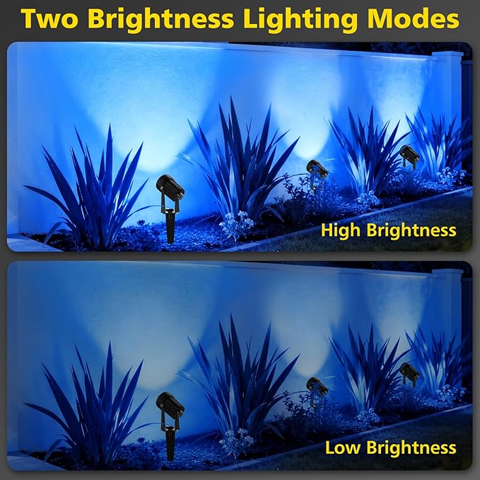 T-SUN Blue Solar Spotlights, 2-in-1 Outdoor Waterproof Solar Landscape Spotlights for Garden, Yard, Paito, Festival Decor(Blue)