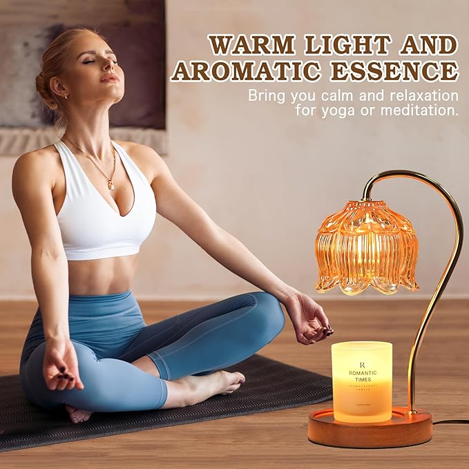 Flower Candle Warmer Lamp with Timer, Dimmable Candle Lamp Warmer, Mothers Day Birthday Gift for Women Her Mom, House Warming for New Home Decor, Lotus Wax Warmer for Yankee Candles