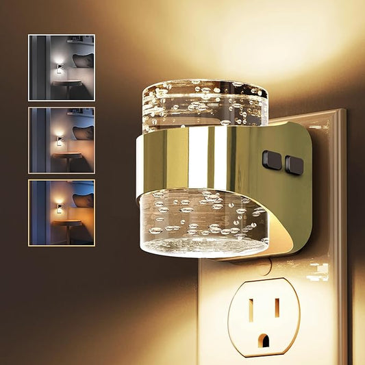 L LOHAS LED 3CCT Night Lights Plug into Wall, 3000K/4000k/5000K Adjustable Color Temperature Night Light,Bubble Nightlight with Dusk to Dawn Sensor for Rooms Bathroom Hallway