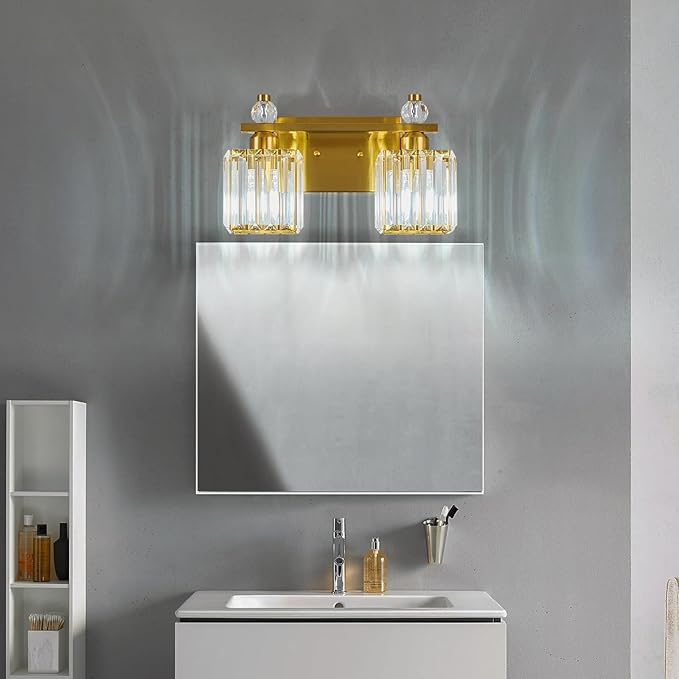 Gold Bathroom Vanity Lights Crystal Vanity Light Bathroom Lighting Fixtures 2 Light Modern Vanity Lighting Fixtures