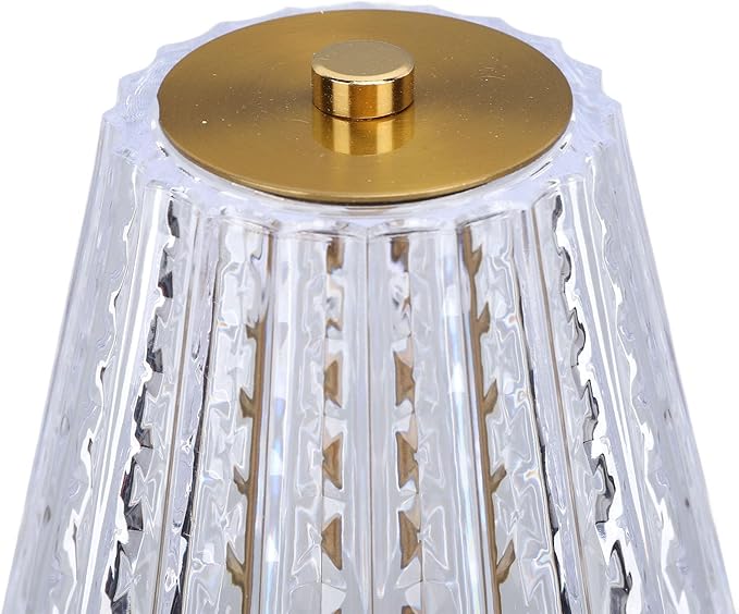 LED Cordless Crystal Table Lamp, Stepless Dimmable 3 Color Temperature Touch Control USB Rechargeable Nightstand Lamp for Home Bedside with High Brightness Light
