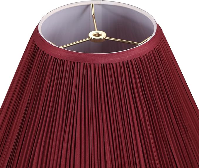 Aspen Creative 33169, Mushroom Pleated Traditional Rich Red Spider Lamp Shade, 6-1/2" Top x 15" Bottom x 11" Slant