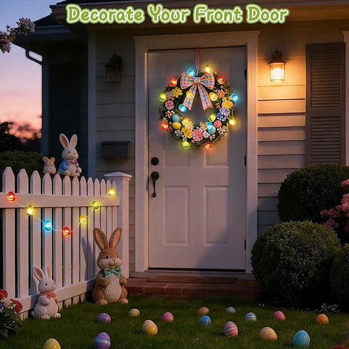 Coquimbo Easter Egg String Lights, Battery Operated LED Easter Decorations for Home, 10ft 30LED Indoor Outdoor Spring Holiday Lights for Party, Fireplace, Window, Kids Room