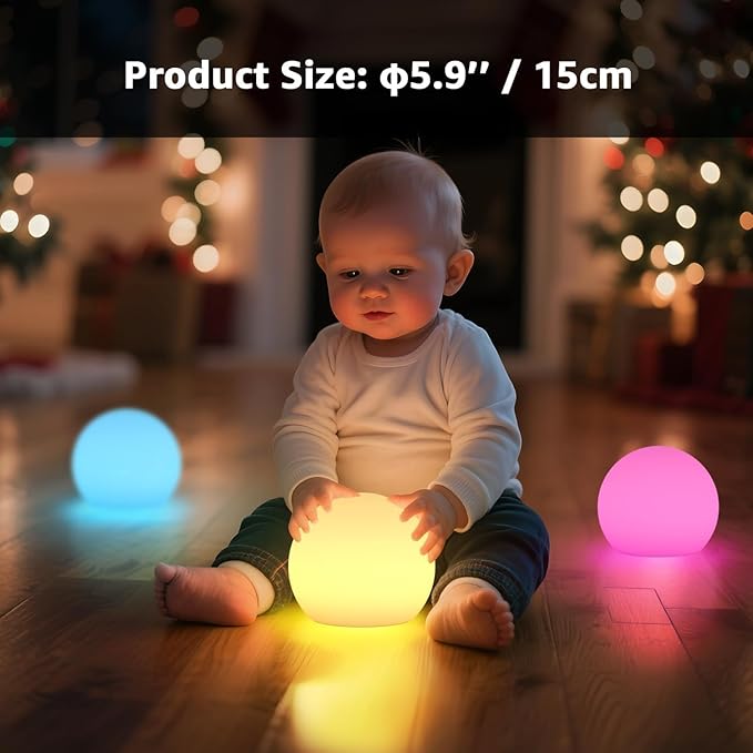 FUYO Smart Table Lamp, 6-inch Rechargeable LED Globe Orb Light with App/Remote Control, IPX6 Water-Resistant, 16 Colors & 4 Modes, Sphere Night Light for Home Bedroom Pool Garden Decor