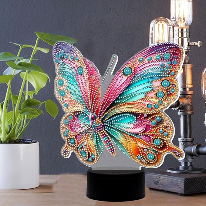Butterfly Diamond Art Painting Night Light,Diamond Art Painting Kits Desktop Touch Lamp Ornaments for Tabletop Decor Diamond Art Accessories for Adult Beginner Bedrooms Living Room