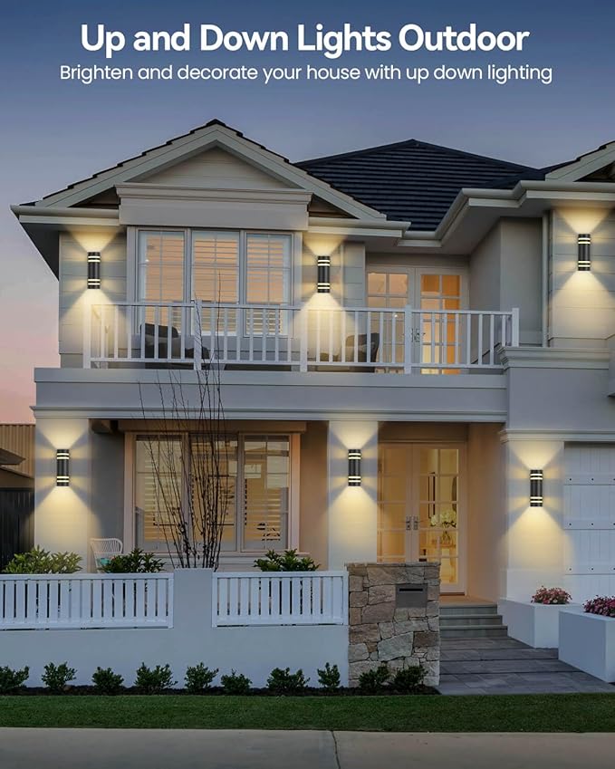Dusk to Dawn Outdoor Lighting 2 Pack, Modern Outdoor Wall Lights Black Exterior Lighting Fixtures Wall Mount with E26 Base, Waterproof Outside Sconce Lights for House Porch, Bulbs Include