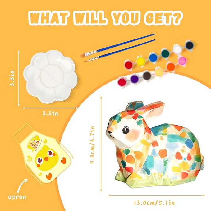 Paint Your Own Bunny Lamp Kit, Arts and Crafts for Kids Ages 8-12, Art Supplies Painting kit for Kids 6-12, Bunny Crafts Night Light, Birthday Easter Party Holiday Gift for Girls Boys Ages 3 4 5 6 7+
