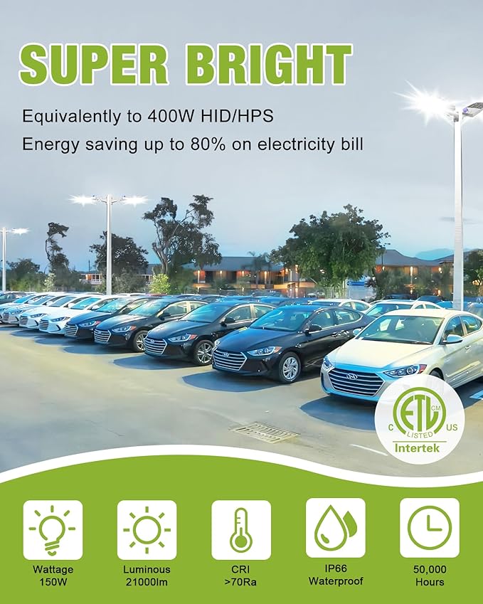 YXL LED Parking Lot Shoebox Light with Dusk to Dawn Photocell, 21000LM 5000K Daylight Arm Mount, IP65 Waterproof Area Light for Parking Lot Sports Stadium