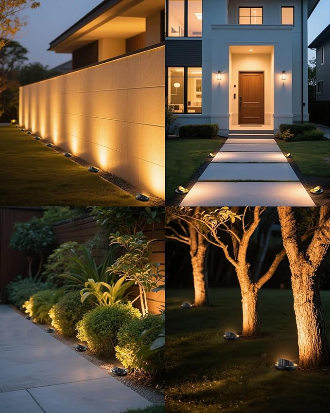HIBOITEC Low Voltage Landscape Lights, 12W LED Outdoor In-Ground Lights 1200LM Waterproof IP67 Landscape Lighting, Anti-Glare Die-Cast Aluminum Garden Lights for Pathway Tree Yard, 12 Pack