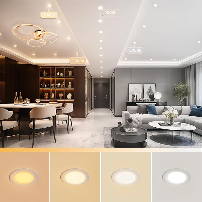 YGS-Tech 3.5 Inch LED Recessed Lighting, Dimmable Downlight 7W(55W Halogen Equivalent), CRI80, 4000K Natural White, Ceiling Light with LED Driver(10 Pack)