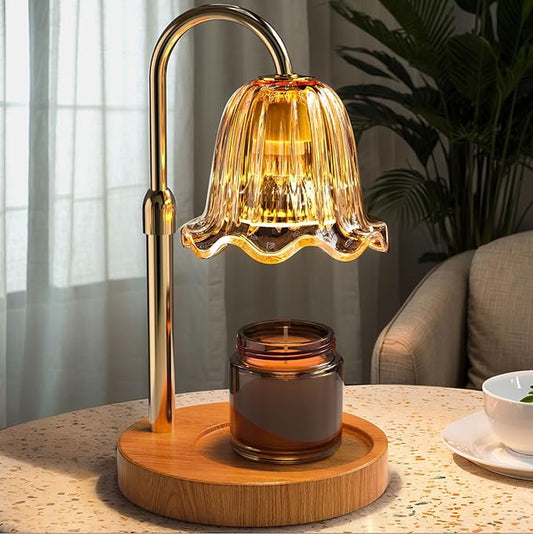 WarmEmbrace Candle Warmer Lamp with Timer Dimmable Light & Adjustable Height, Birthday Gifts for Women Mom Girl,House Warming Gift New Home Decor,Wax Melting Warmer for Jar Candles with 2 Bulbs/Gold