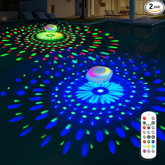 Floating Pool Lights, Pool Lights with Remote,Pool Light That Float IP68 Waterproof, Color Changing Swimming Pool Lighting,Pool Floating Light for Inground Above Ground Pools-2PCS