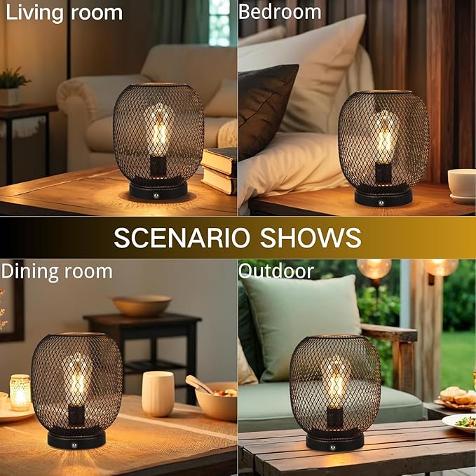 JHY DESIGN Dimmable Touch Lamp Set of 2 Bedside Table Lamp Rechargeable Battery Powered Light with LED Bulb Night Accent Light for Weddings Parties Patio Events for Indoors Outdoors