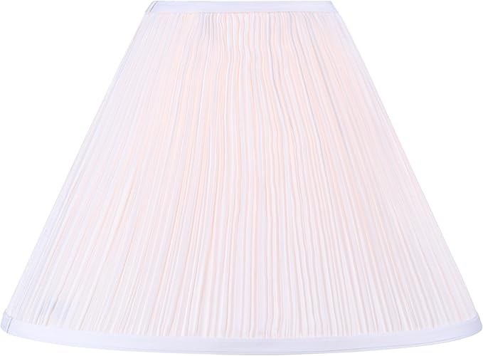 Aspen Creative 33196, Hardback Empire Transitional Spider Lamp Shade, Mushroom Pleated White Faux Silk Fabric, 6" Top x 16" Bottom x 12" Slant Height