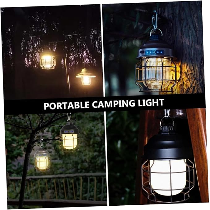 UPKOCH Rechargeable Lantern Battery Powered Tent Light Retro Style Camping Lamp Portable USB Outdoor Lamp