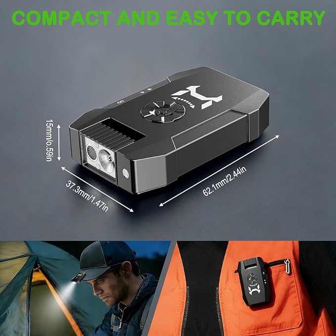 G5A Rechargeable EDC Flashlight, 400 Lumens Pocket-Sized Flashlight with 180° Rotatable Head, Magnetic Base, RGB, Clip-On Hands-Free Light for Camping, Hiking, Emergency, Repair (Black)