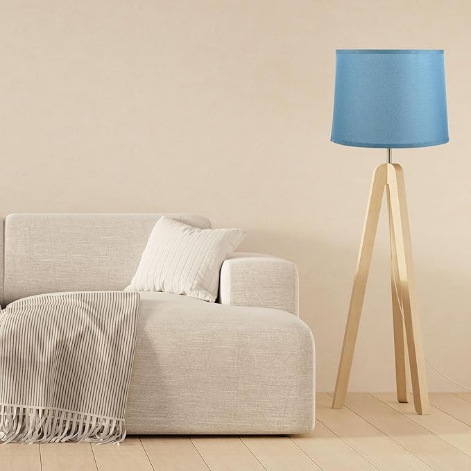 PATIKIL Lamp shades for Table Lamps 11.4" Top x 12.6" Bottom x 9.8" High Drum Lamp shades for Floor Lamps Medium Linen Lampshade Easy Assembly for Lamp Replacement, Blue