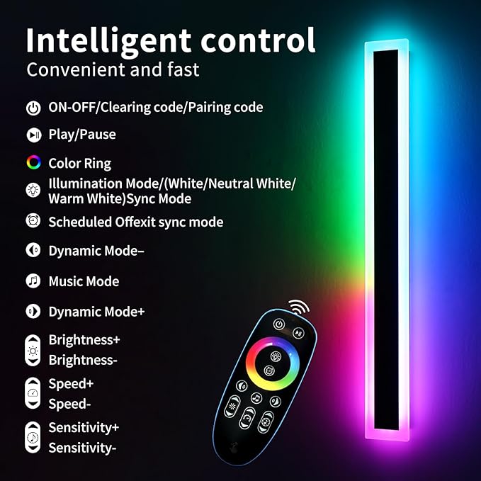 Mikeru Upgraded Widened RGB Long LED Wall Lights, 2Pack 57inch Outdoor Sconces RGB/Warm/White Dimmable Outdoor Wall Lights Exterior Front Porch Light Ip65 Waterproof Wall Sconce with Remote Control