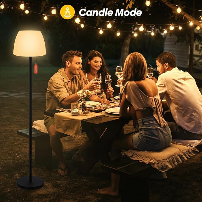Outdoor Floor Lamp Solar Outdoor Lamps for Patio Waterproof Shower Lamp,LED Cordless Floor Lamp with Light Sensor,Rechargeable Dimmable Floor Lamp Warm White+RGB Solar Lamp for for Garden