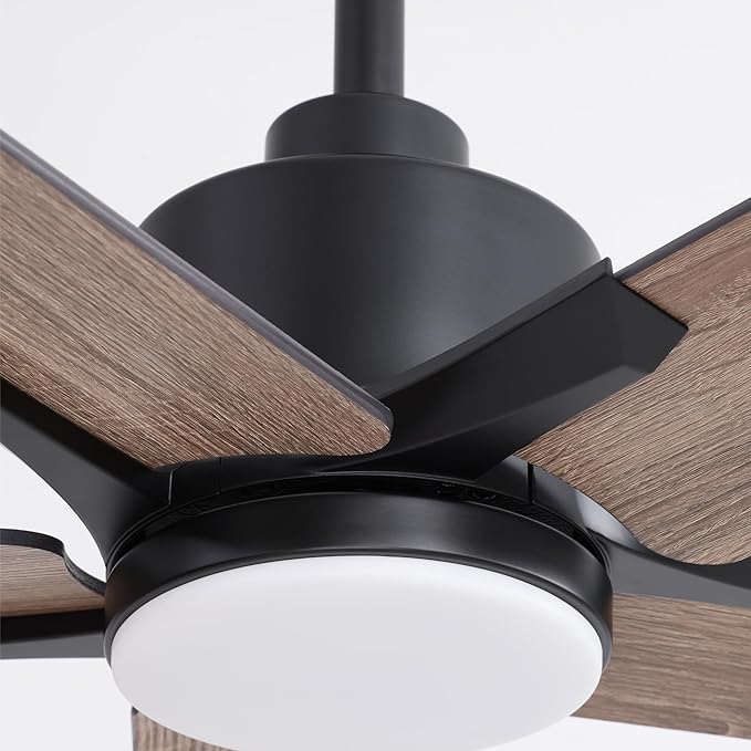 52 Inch Ceiling Fans with Lights and Remote Control for Bedroom, Modern Black Ceiling Fan with Quiet Reversible DC Motor, 3CCT, Dimmable, LED Lighting for Living Room, Patio, Indoor and Outdoor
