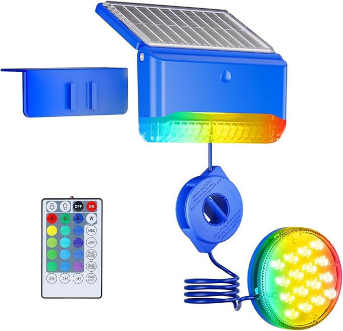 2-in-1 Solar Pool Lights,16 Colors Solar Powered Submersible LED Lights with Remote Control&IP68 Waterproof,Swimming Pool Lights for Above Ground Pools,Inground Pools Underwater,Pond(1 Pack)