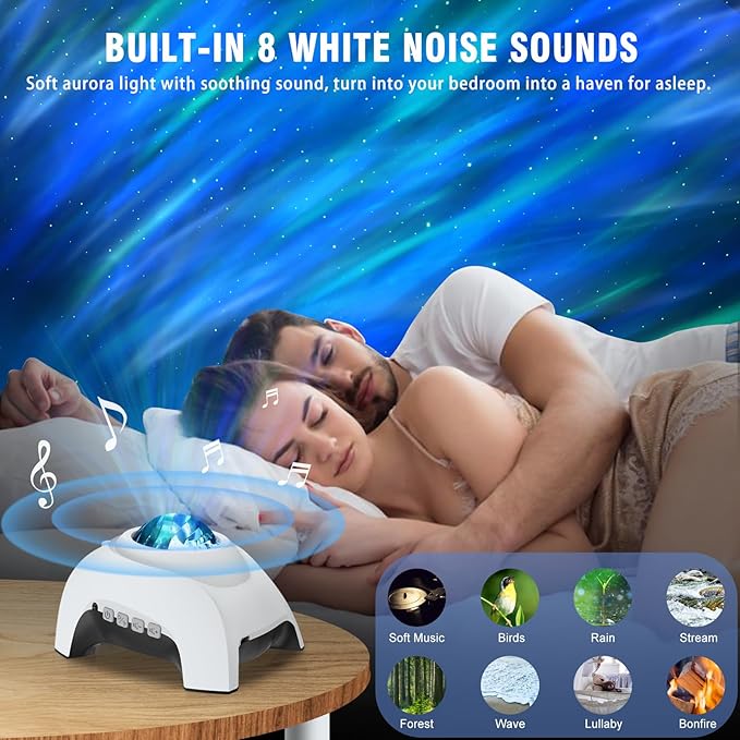 Star Projector, Vinwark Galaxy Projector, Northern Lights Aurora Projector for Bedroom with Music Bluetooth Speaker and White Noise, Starry Night Light Projectors for Kids Adults