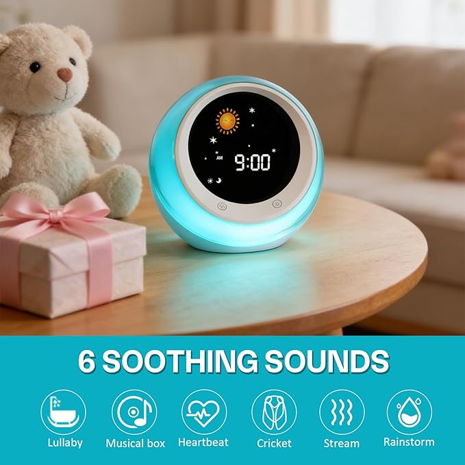 iHoo Toddlers Sleep Training Clock, Kids Alarm Clock with Night Light & Nap Timer, Ok to Wake Clock for 2-9 Years Girls Boys