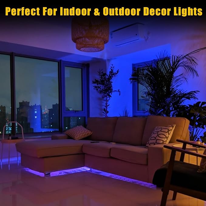 YM E-Bright Blue Led Light Strip, Waterproof IP68 Flexible 5M /16.4Ft 600SMD Neon Lights for Home Bedroom Party Stage Decoration with 5A Power Adapter