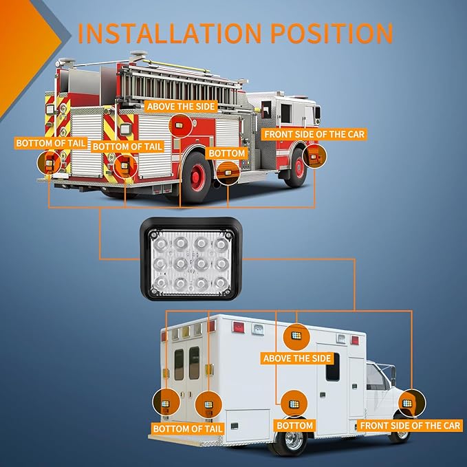 Nilight 12LED Magnetic Wireless Trailer Lights 2PCS Rechargeable Portable Hazard Beacon Warning Light Amber and White Emergency Strobe Light for Trucks Trailers Vehicles Cars Bus Surface Mount