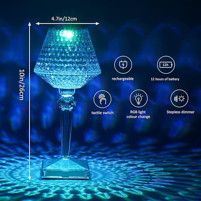 Crystal Lamp, Crystal Table Lamp Rose Crystal Lamp USB Diamond Table Lamp 16 Color Changing Touch Crystal Lamp (D)