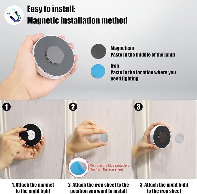 Motion Sensor Light Indoor [Upgraded 14 LEDs], 3 Pack Rechargeable Night Light, Wide Detection Range, 3 Light Modes, Bedroom Closet Lights, Anywhere Stair Light, Hallway Light - Cold White