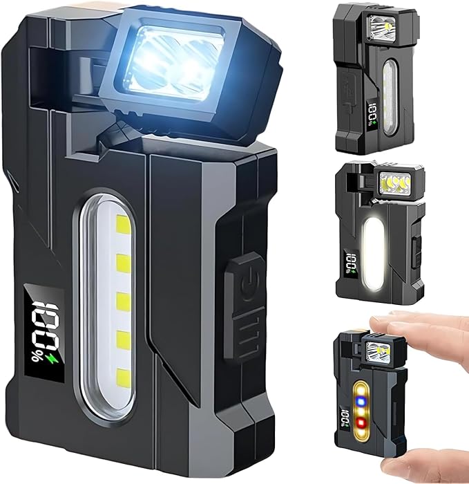 G5 EDC Flashlight 400 Lumens, Mini EDC Flashlight, Magnetic Rechargeable Keychain Flashlight, Portable Flat Pocket Flashlights for Outdoor Home Emergencies (1pc)