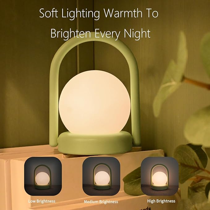 Vivilumens Night Light for Kids Camping Desk Lamp Rechargeable Portable Bedside Touch Lamp Silicone Dimmable Nightlight Cute LED Lamps Auto-Off for Nursery Bedroom Christmas Gifts for Birthday