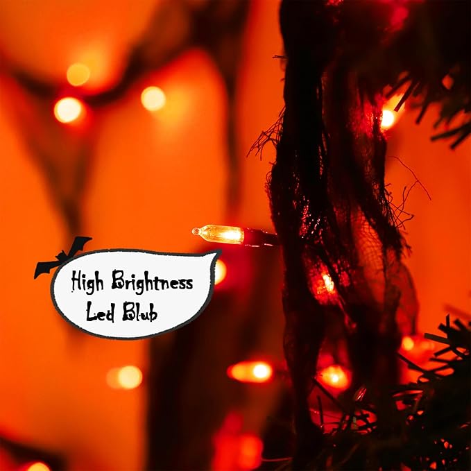 YAOZHOU Halloween Decorations String Lights Indoor, Orange 30LED with Black Gauze, Timer Battery Operated 9.9Ft Creepy Cloth Spooky Lights, Gothic Party Room Decor 2 Mode(2Pack)