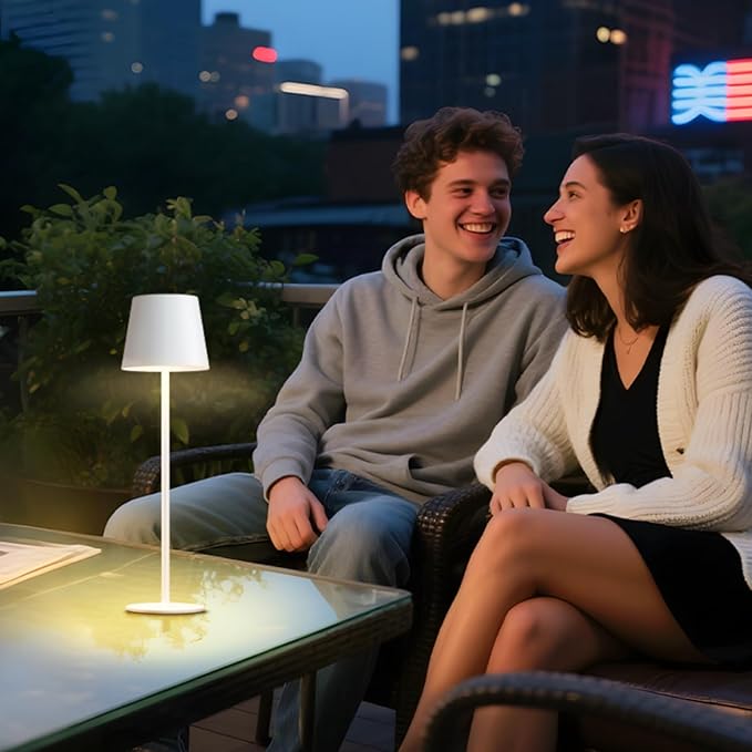 uuffoo 2 Pack Cordless Table Lamp Rechargeable 5000mAH Battery Operated Lights Touch Control LED Portable Desk Lamps 3 Color Dimming for Outdoor Coffee Bedroom Kitchen (White)