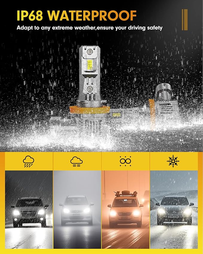 FAHREN 2025 Brightest H11 Led Bulbs, 𝟔𝟎,𝟎𝟎𝟎𝐋𝐌 H11/H8/H9 Lights, 𝟏𝟐𝐗 Brighter with 16 CSP Chips 120W, Cutting-Edge Tech for Epic Night Visibility, 6500K Cool White Fog Bulb HID, Pack of 2