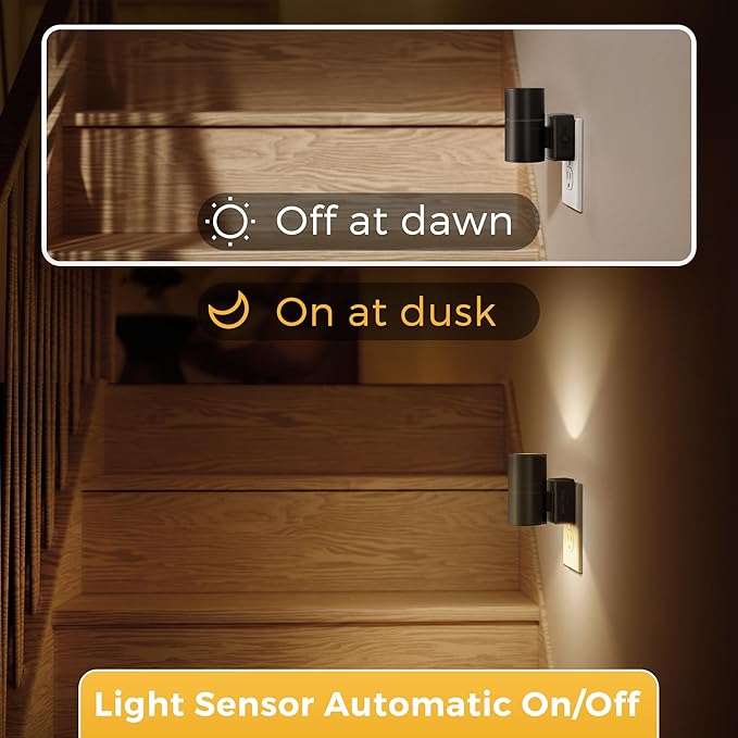 L LOHAS LED Night Light, Automatic Night Lights Plug into Wall, 2 Pack Nightlights with Light Sensor, 3000K Soft White 0-100LM Dimmable Modern Nightlight for Kids Bedroom Hallway