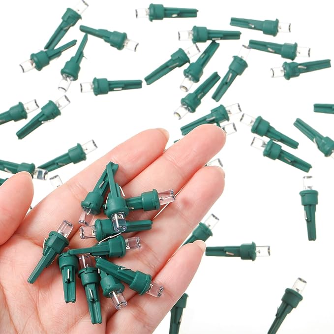 Honoson 48 Count 5 mm LED Halloween Replacement Bulbs Bulk Wide Angle Christmas Light Xmas Tree String Replacement Festival Light Decoration (Green Base with Warm White Bulb)