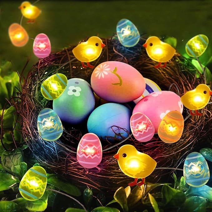 50 LED Egg Easter Lights for Easter Decorations, Battery Operated Easter String Lights for Easter Garland Spring Wreath Decor, Mini Lighted Eggs for Home Classroom Hunt Party Mantle Decor
