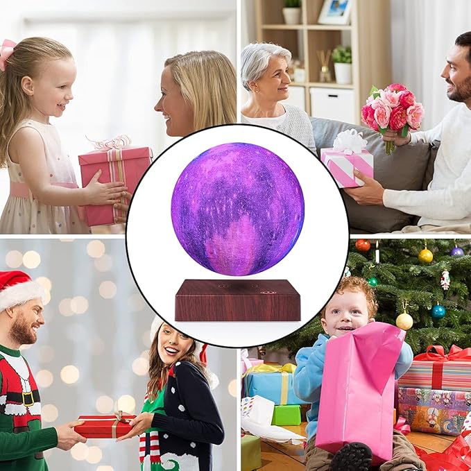 VGAzer Levitating Moon Lamp 5.9 Inch 16 Colors Galaxy Moon Lamp 3D Moon LED Light with Remote Control for Birthday,Christmas Gift for Baby, Children, Girls, Boys (Square Base)