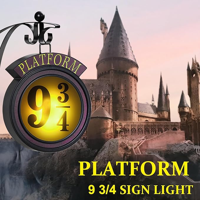 Vintage Hanging 9 3/4 Night Light, Platform 9 3/4 Sign Wall Light, Home Decor 9 ¾ Sign Lights Led Lamp Decoration, Halloween Christmas Gift for Movie Lovers and Fans