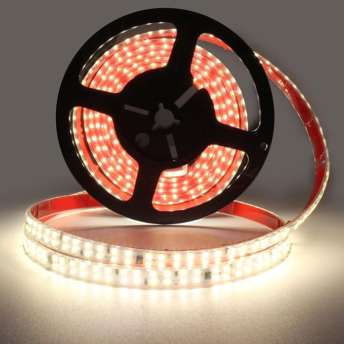 LED Lights 6.56FT AC 110V Outdoor LED Strip Lights Waterproof 240LEDs/m 4000K Strong Adhesive White LED Tape Light IP65 Flexible Cuttable for Kitchen Cabinet Bedroom Garden Patio