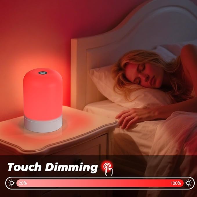 Azhien Red Light Therapy for Sleep, Red Night Light, Touch Dimmable-670NM Light Lamp for Adults & Kids, Night Lights with 670nm for Stress Relief Relaxation Travel Meditation and Yoga