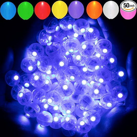 Aogist 50pcs Blue Balloon Lights,Long Standby Time Waterproof Mini Light,Battery Powered,Round LED Ball Lamp for Latex Balloon Paper Lantern Party Wedding Festival Christmas Halloween Decorative
