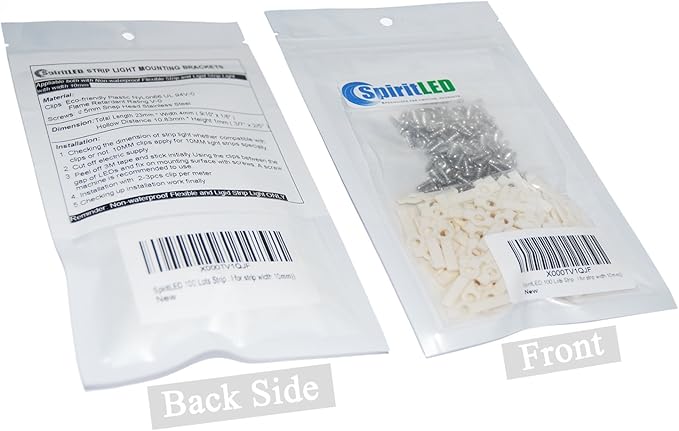 SpiritLED 100 Lots LED Strip Light Mounting Brackets,One Side Fixing Clips,Screws Included (for Non-Waterproof Strip Width 10mm)