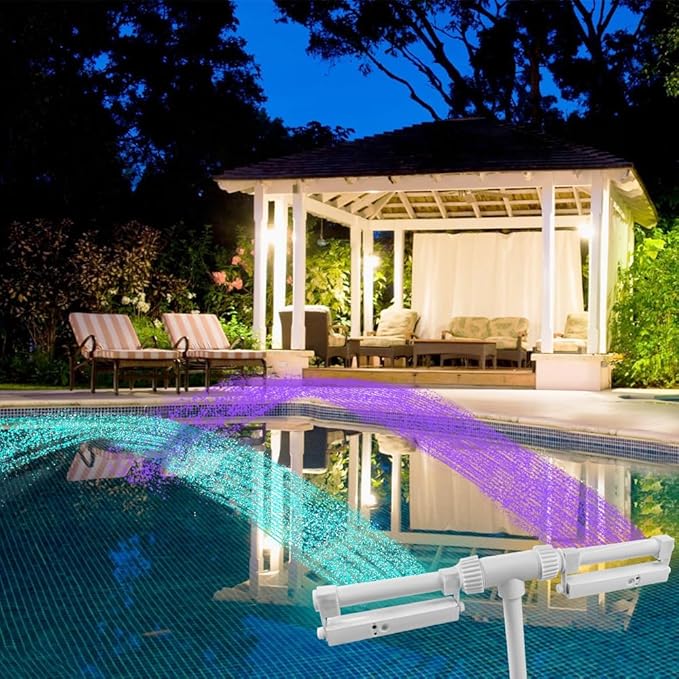 Pool Fountain Lights Waterfall for Above & In-Ground Pools with LED Lights, Remote Control for Above Ground Pool