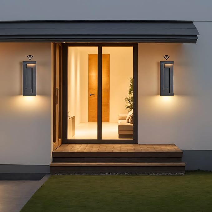 Dusk to Dawn Outdoor LED Wall Lights, Exterior Front Porch & Patio Light, Photocell Sensor Wall Sconce Lamp, IP65 Waterproof, Anti Rust Outside Lighting for House, Doorway, Garage