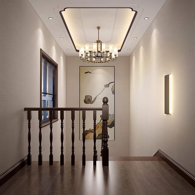 Aipsun 24in Remote Control Dimmable Modern Black Vanity Light Fixtures Color Temperature Adjustable LED Bathroom Light Fixture