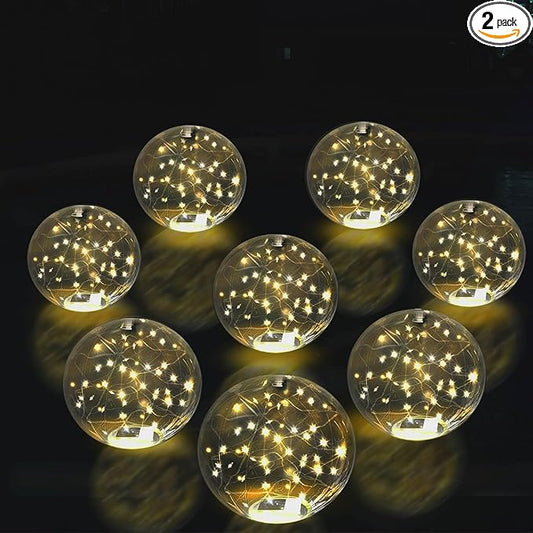 Solar Powered Floating Pool Lights - 14" Inflatable Waterproof Light UP Pool Glow Balls, 3000K Warm-White Led Pool Lights That Float for Party Decorations (White-8 Pack)