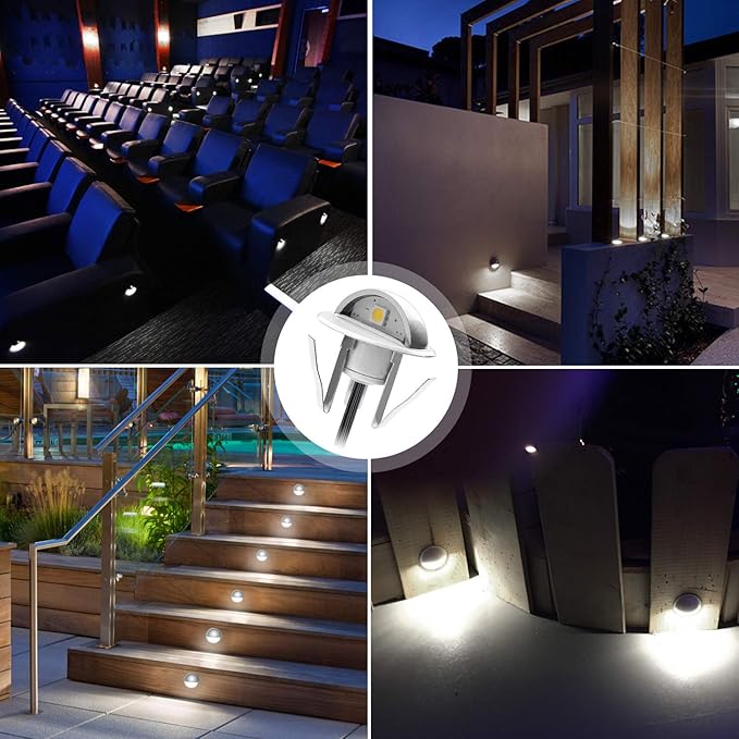 Low Voltage LED Deck Lighting Kits with Transformer, 10 Pack IP65 Waterproof Outdoor Recessed Wall Patio Stairs Step Garden Yard Decorations Landscape Lights (Cold White,Silver)